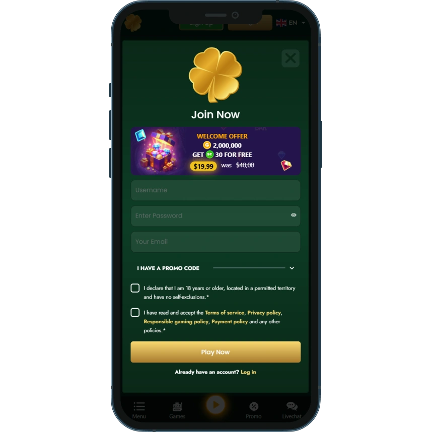 Golden Clover Casino Sign Up